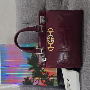 NEW GUCCI ZUMI TOP HANDLE PYTHON LEATHER SATCHEL BAG RED